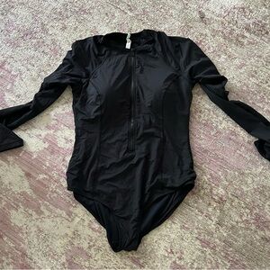 Black Long Sleeve One Piece Swimsuit